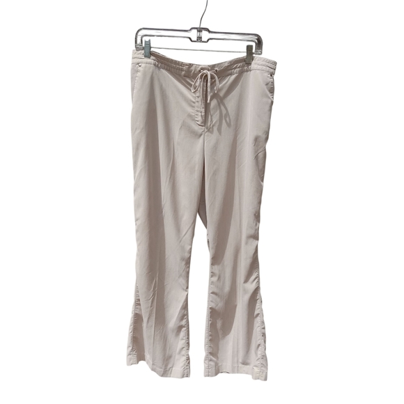 Chico's Cream Drawstring Pants Pockets Lightweight Straight Leg Size 2 = Size 12 - Picture 1 of 7